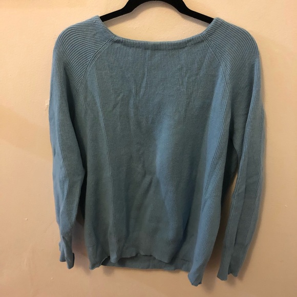 Maje Criss Cross Open Back Sweater, Blue, Large - Picture 4 of 4